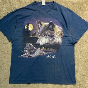Vintage Alaska Animal Wolf Nature T Shirt Size Large Y2K Wolves